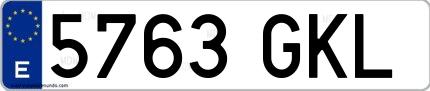 Ejemplo de matrícula española 5763 GKL