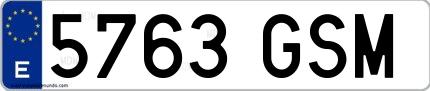 Ejemplo de matrícula española 5763 GSM