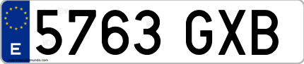 Ejemplo de matrícula de coche ordinaria 5763 GXB