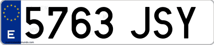 Ejemplo de matrícula de coche ordinaria 5763 JSY