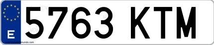 Ejemplo de matrícula española 5763 KTM