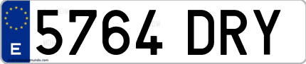 Ejemplo de matrícula de coche ordinaria 5764 DRY