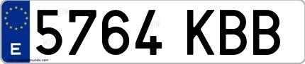 Ejemplo de matrícula española 5764 KBB