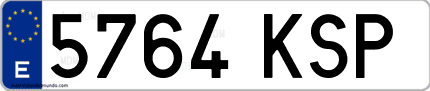 Ejemplo de matrícula de coche ordinaria 5764 KSP