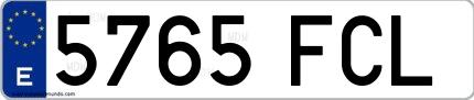 Ejemplo de matrícula española 5765 FCL