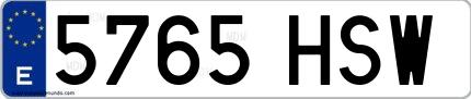 Ejemplo de matrícula española 5765 HSW