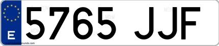 Ejemplo de matrícula de coche ordinaria 5765 JJF