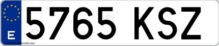 Ejemplo de matrícula española 5765 KSZ