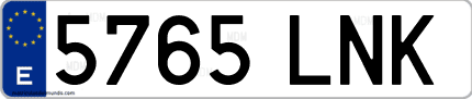 Ejemplo de matrícula de coche ordinaria 5765 LNK