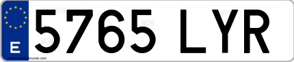 Ejemplo de matrícula de coche ordinaria 5765 LYR