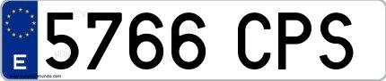 Ejemplo de matrícula española 5766 CPS