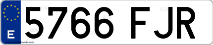 Ejemplo de matrícula de coche ordinaria 5766 FJR