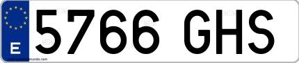 Ejemplo de matrícula española 5766 GHS