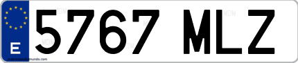 Ejemplo de matrícula de coche ordinaria 5767 MLZ