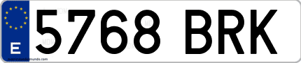 Ejemplo de matrícula de coche ordinaria 5768 BRK