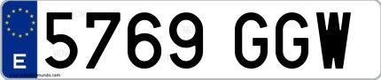 Ejemplo de matrícula española 5769 GGW