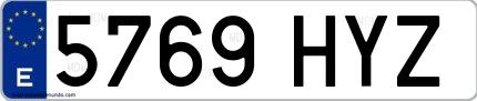 Ejemplo de matrícula española 5769 HYZ
