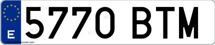 Ejemplo de matrícula española 5770 BTM