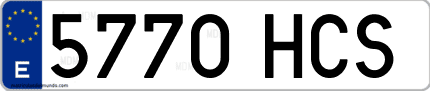 Ejemplo de matrícula de coche ordinaria 5770 HCS