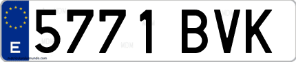 Ejemplo de matrícula de coche ordinaria 5771 BVK