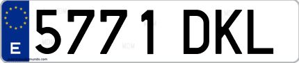 Ejemplo de matrícula de coche ordinaria 5771 DKL