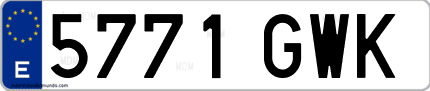 Ejemplo de matrícula de coche ordinaria 5771 GWK