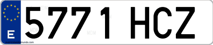 Ejemplo de matrícula de coche ordinaria 5771 HCZ