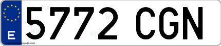 Ejemplo de matrícula de coche ordinaria 5772 CGN