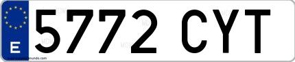 Ejemplo de matrícula española 5772 CYT
