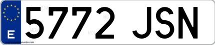 Ejemplo de matrícula española 5772 JSN