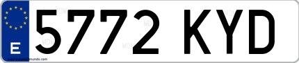 Ejemplo de matrícula española 5772 KYD