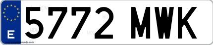 Ejemplo de matrícula española 5772 MWK