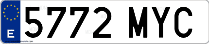 Ejemplo de matrícula de coche ordinaria 5772 MYC