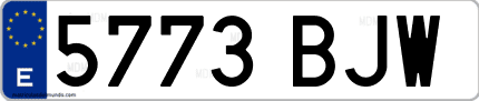 Ejemplo de matrícula de coche ordinaria 5773 BJW