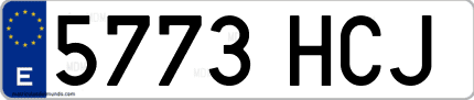 Ejemplo de matrícula de coche ordinaria 5773 HCJ