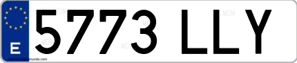 Ejemplo de matrícula de coche ordinaria 5773 LLY