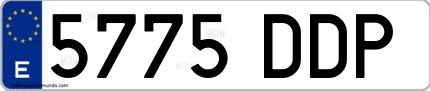 Ejemplo de matrícula española 5775 DDP