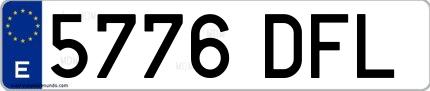 Ejemplo de matrícula española 5776 DFL