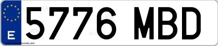 Ejemplo de matrícula española 5776 MBD