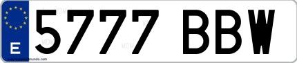 Ejemplo de matrícula española 5777 BBW