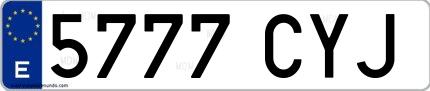 Ejemplo de matrícula española 5777 CYJ