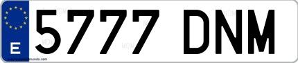 Ejemplo de matrícula española 5777 DNM