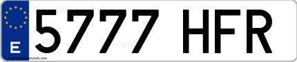 Ejemplo de matrícula de coche ordinaria 5777 HFR