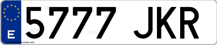 Ejemplo de matrícula de coche ordinaria 5777 JKR