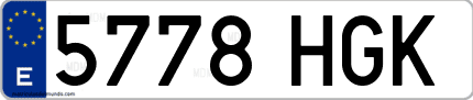Ejemplo de matrícula de coche ordinaria 5778 HGK
