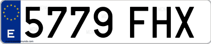 Ejemplo de matrícula de coche ordinaria 5779 FHX