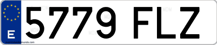 Ejemplo de matrícula de coche ordinaria 5779 FLZ