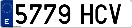 Ejemplo de matrícula de coche ordinaria 5779 HCV