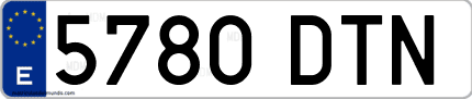 Ejemplo de matrícula de coche ordinaria 5780 DTN