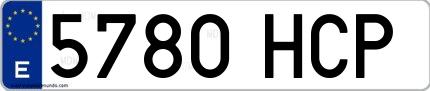 Ejemplo de matrícula española 5780 HCP